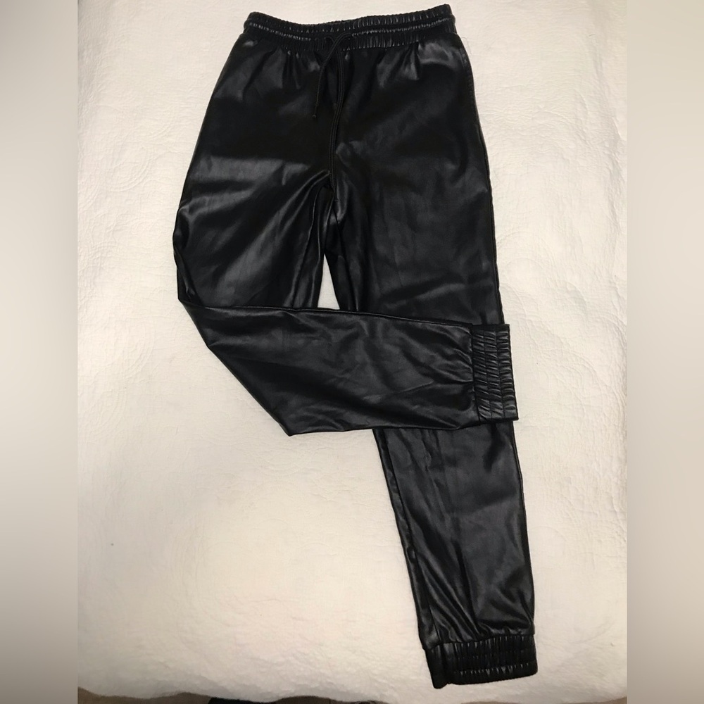 Rue21 Black Faux Leather Joggers-Sz‎ Small